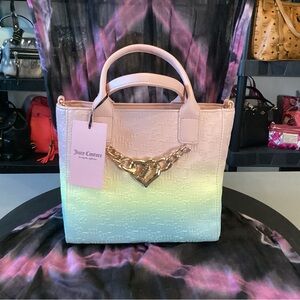 Juicy Couture NWT monogram rainbow hombre vegan leather tote & crossbody strap